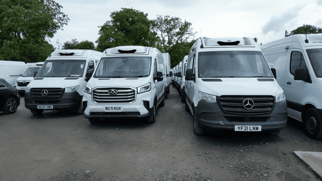 Line up of refrigerated vehicle in the Northgate Temperature Controlled yard