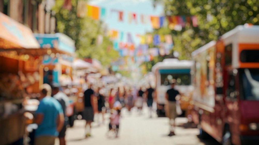 Blurred background of food festival